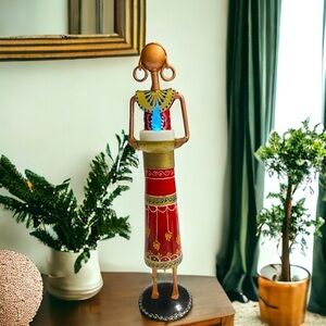 Ethnic Candle Holder Figurine Woman With Basket Tea Light
Handmade Tamrapatra